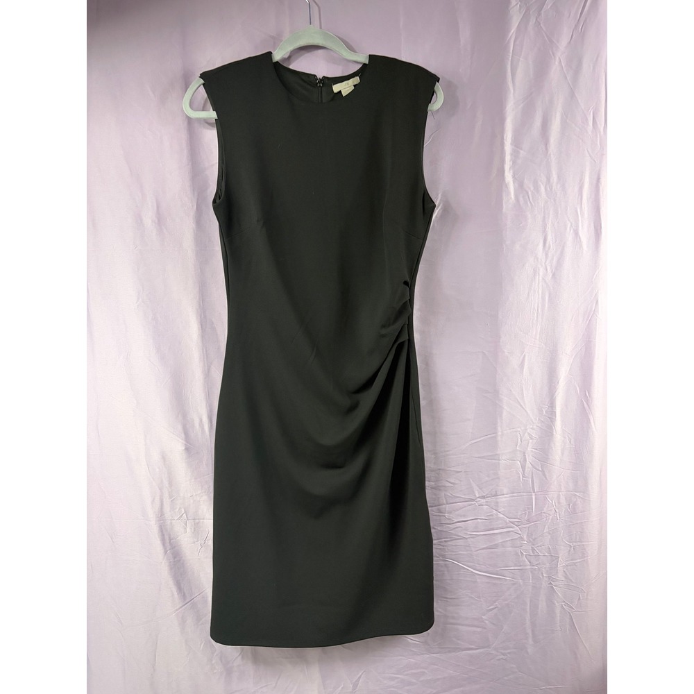 HM Black Sleeveless Ruched Side Sheath Dress Size M Round Neck P/N 0943993 2
